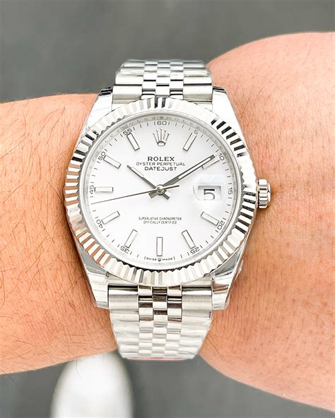 white gold fluted bezel rolex weight|rolex datejust 41 white gold.